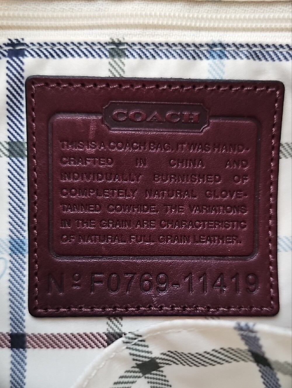 Coach 2007 Bleecker Large Flap Shoulder Bag Wine Tattersall 11419 NWT - Picture 13 of 15